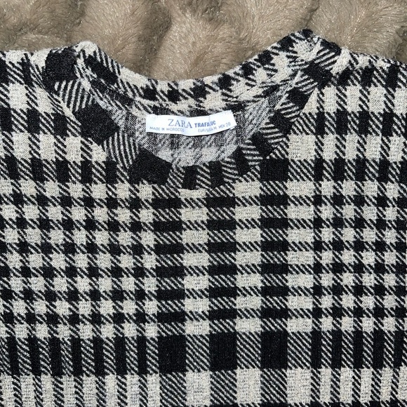 Zara Dress Womens Size Medium Tan & Black Academia Plaid Peplum Babydoll - Picture 3 of 8